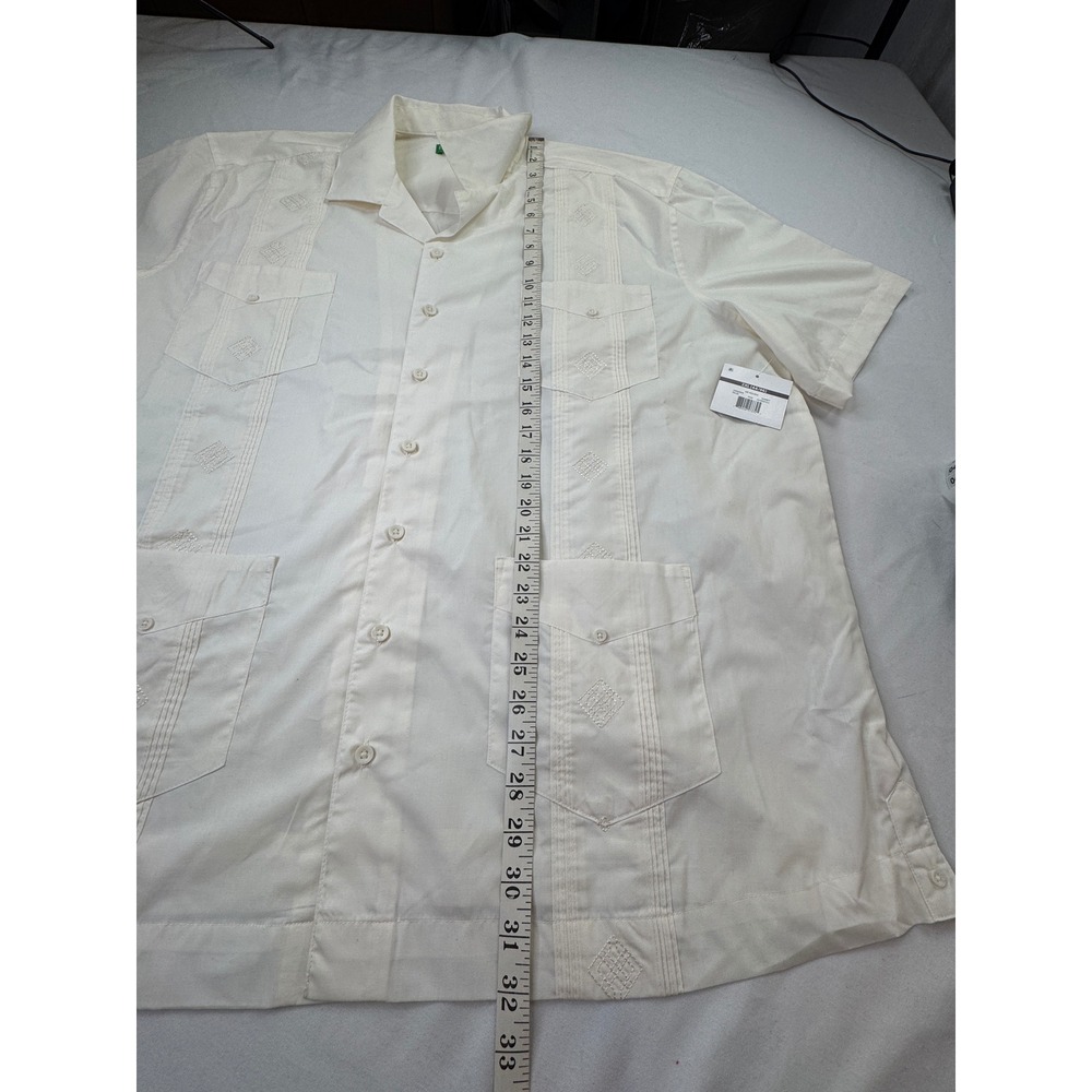 Havanera Co Cubavera Mens 2XL Guayabera Shirt Cream Color Short Sleeve New - Picture 8 of 16